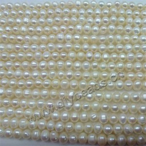 Pearl, cultured freshwater ,white ,6-7mm button,C grade, Mohs hardness 2-1/2 to 4. Sold per pkg of (25) 15-inch strands.