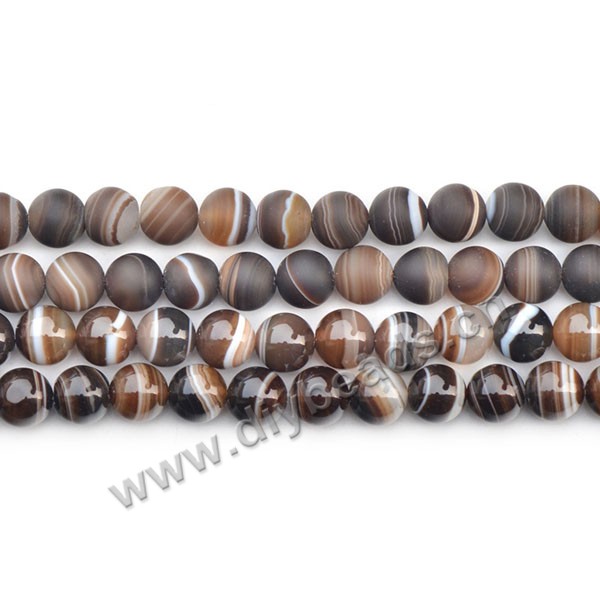 Bead,natural agate,brown,matte 6mm round,Sold per one strand.