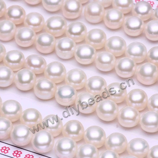 earring making AAA 6.5-7mm loose natural freshwater half drilled hole couple white button pearls