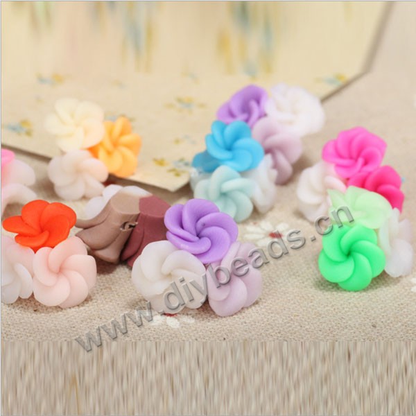 Bead, polymer clay,mixed color,20x13mm flower. Sold per pkg of 5.