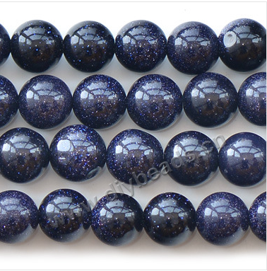 Wholesale Blue Goldstone beads Semi gemstone beads 12mm round beads, sold per pkg of 10strands