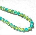 Bead,two tone crackle glass,yellow and green, 8mm round. Sold per 32-inch strand, approximately 100ps/strand