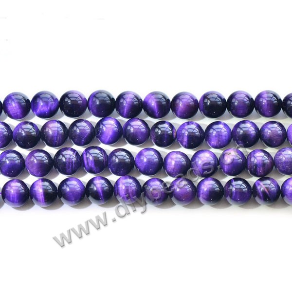 Bead, purple tigereye beads (dyed), 6mm round AA grade. Sold per 16-inch strand