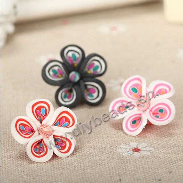 Bead, polymer clay,mixed color,20x10mm flower. Sold per pkg of 5.