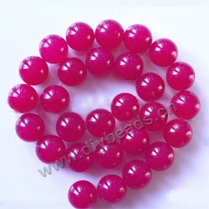 Bead, fuchsia "jade" (dyed), 14mm round. Sold per 15-inch strand,approximately 28 beads .