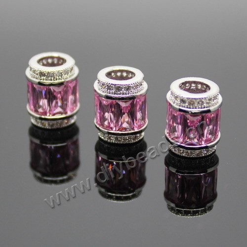 beads,big-hole beads,silver plated copper with cz stone, 11x9mm barrel shape. Sold per pkg of 5pcs