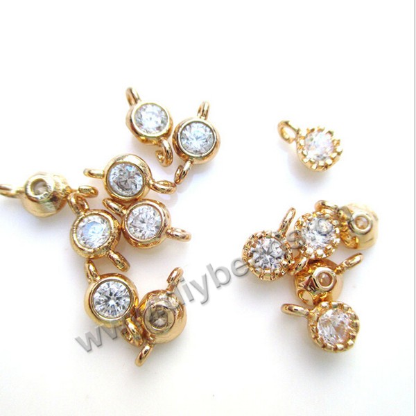 Bead, brass 24k gold filled zircon  bail beads, beads connector  Sold per pkg of 1 bag- 10pieces.