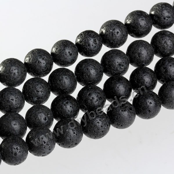Bead, black lava rock (natural), 8mm round. Sold per 16-inch strand.
