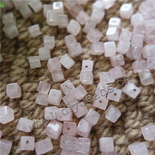 Bead,rose quartz,4mm cube. Sold per pkg 100pcs