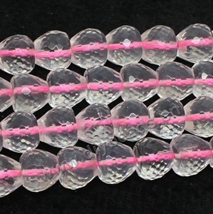 Bead, rose quartz (natural), 8*10mm faceted apple, Mohs hardness 7. Sold per 15-inch strand