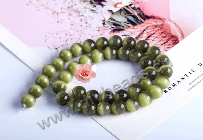colorful 8mm crystal round cat eye beads for jewel