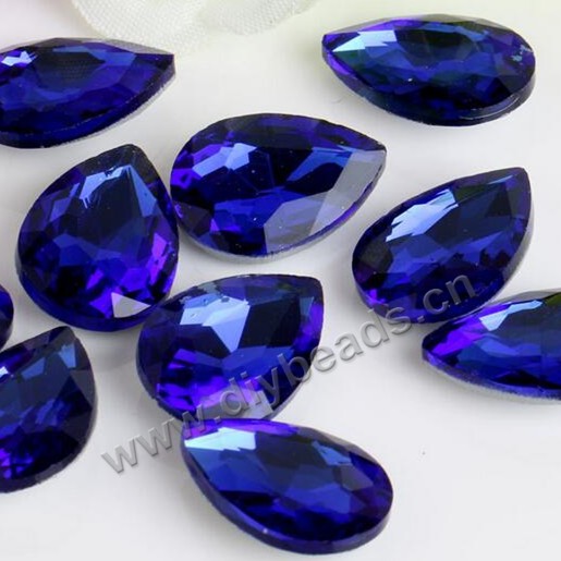 Beads,glass beads, faceted glass beads,Rhinestone teardrop point bottom tip silver plated sky blue 6*8mm