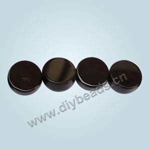 Bead, black agate (dyed),10mm  flat round. Sold per 16-inch strand