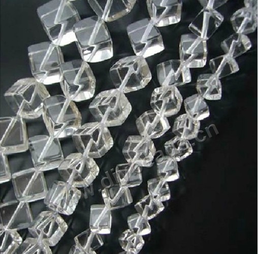 Bead,clear quartz crystal (natural), 6mm dice, A-grade, Mohs hardness 7. Sold per 16-inch strand
