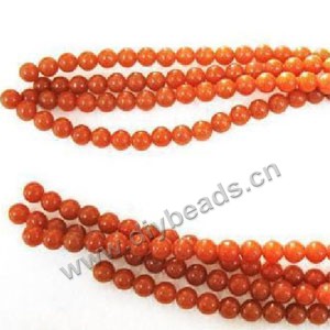 Bead, red aventurine (natural), 8mm round. Sold per 16-inch strand