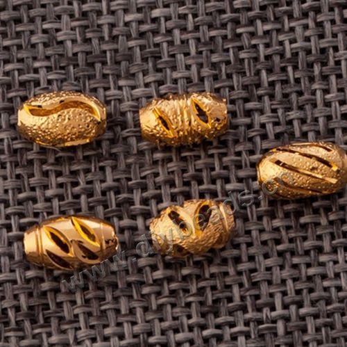 Bead,24k gold plated,copper,oval,5x8mm with 2.2mm hole,Sold per pkg of 30 pieces.
