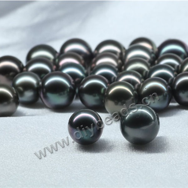 Pearl, Tahitian saltwater pearl(natural), black, 9-10mm round,loose beads, Sold per package of 1pcs