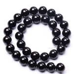 Bead, black obsidian (natural), 12mm round, A grade. Sold per 16-inch strand
