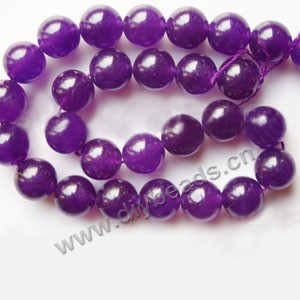 Bead, purple "jade" (dyed), 14mm round. Sold per 15-inch strand