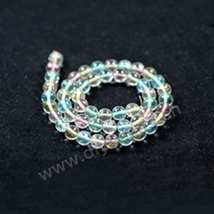 Bead, ice flake quartz (heated/dyed), multicolored, 8mm round. Sold per 15-inch strand