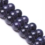 Bead, blue goldstone (manmade), 14mm round. Sold per 16-inch strand