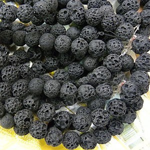 Bead,  lava rock (natural), 12mm round. Sold per 16-inch strand.