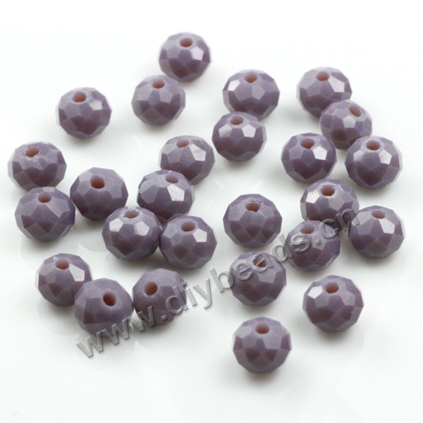 Bead, glass, purple, 6*8mm faceted rondelle, sold per pkg 5 strands-(72ps/strand).