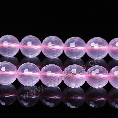 Bead, rose quartz (natural), 8mm 128faceted round, B grade, Mohs hardness 7. Sold per 15-inch strand