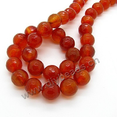 Bead, red agate (dyed), 10mm 128-faceted round, Mohs hardness 6-1/2 to 7. Sold per 15-inch strand.