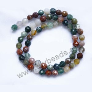Bead, India agate (natural), 6mm faceted round. Sold per 15-inch strand.