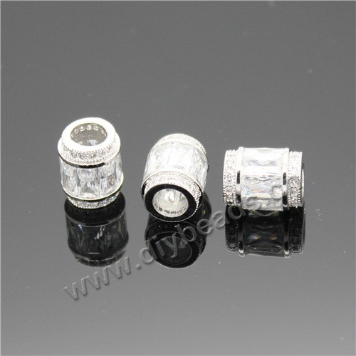 beads,big-hole beads,silver plated copper with cz stone, 11x9mm barrel shape. Sold per pkg of 5pcs