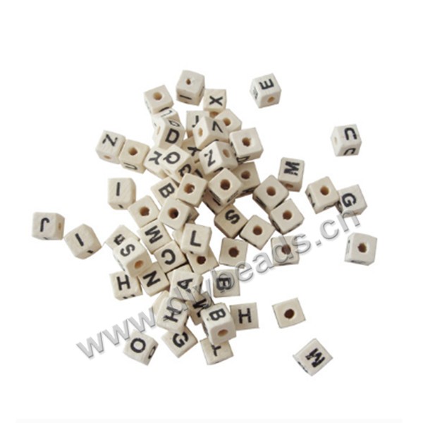Bead, wood , Primary color, 10mm alphabet beads. Sold per pkg of 100ps.