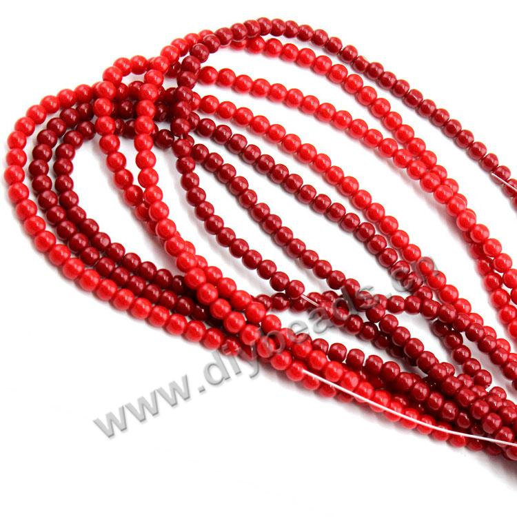 Wholesale imitated coral round solid color glass beads