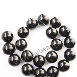 Bead, black agate (dyed),16mm round. Sold per 15-inch strand.