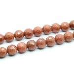 Bead, brown goldstone (manmade), 10mm 128-faceted round. Sold per 14.5-inch strand