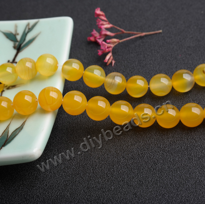 Wholesale natural 8mm round yellow agate beads loo