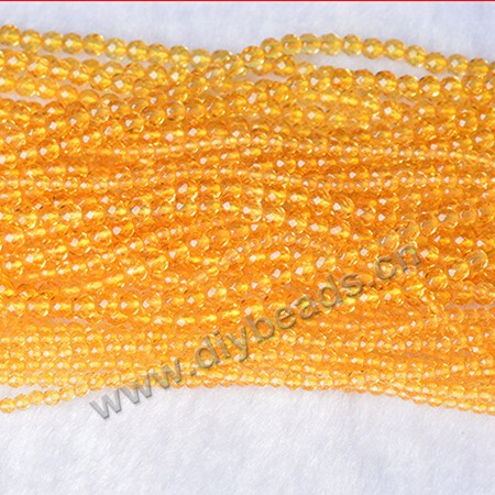 Bead, Citrine  natural, 2mm facted round, Sold per 16-inch strand