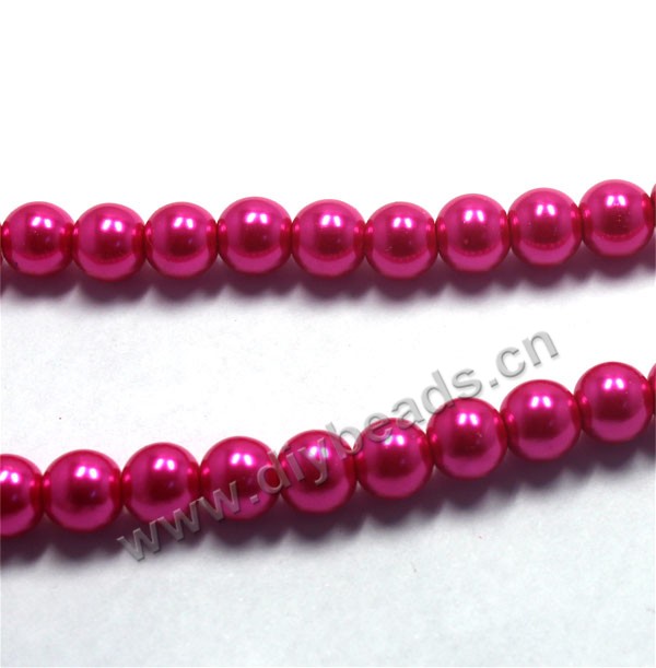 Bead, glass pearl, purplish red, 8mm round. Sold per pkg of 32-inch strands.
