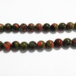 Bead, unakite (natural), 2mm round. Sold per 16-inch strand.
