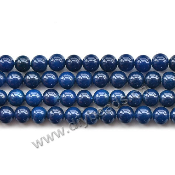 Bead,natural agate,dark blue,smooth 6mm round,Sold per one strand.