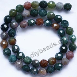 Bead, India agate (natural), 8mm faceted round. Sold per 15-inch strand.