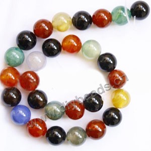 Bead, agate (H/D), multicolored , 12mm round. Sold per 15-inch stand.