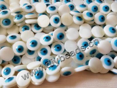 shell evil eye round beads