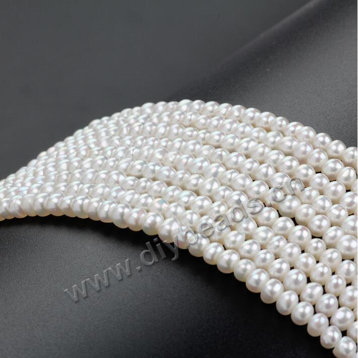 Wholesale AAAgrade natural 4-4.5mm Potato round nearly round white freshwater pearls strands 