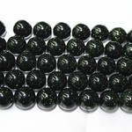 Bead, green goldstone (manmade), 12mm round. Sold per 16-inch strand