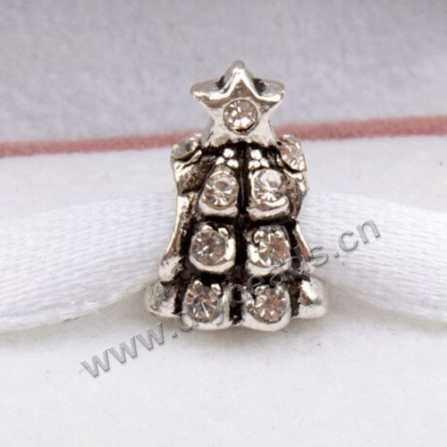 alloy Bead,silver plated,9x12mm,mini pine tree,Sold per pkg of 50 pieces.