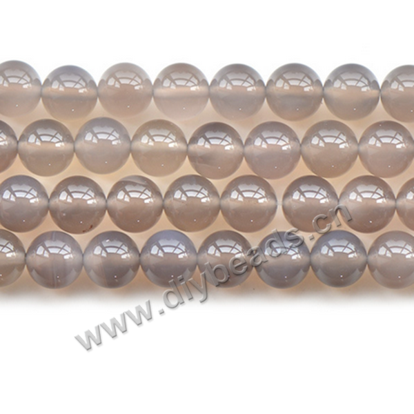 Bead,agate,grey,smooth 10mm round.sold per pkg of 10 strands