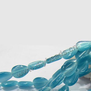 Bead, cat's eye glass,turquoise blue ,12x8mm heart. Sold per 15-inch strand.