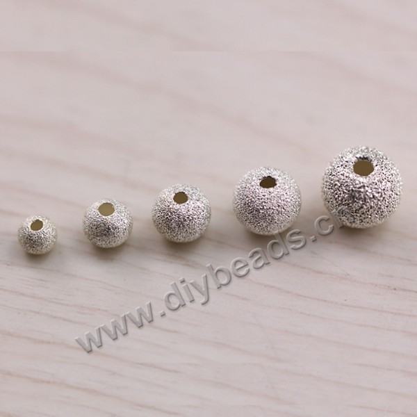 Spacer Bead, 925 sterling silver, 7mm frosted round. Sold per pkg of 1 bag-(10 pieces).