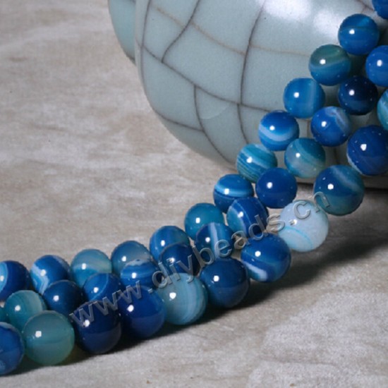 Bead, 6mm blue agate round blue lace agate ,  Sold per 16-inch strand.